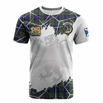 MacLaren (McLaren) Tartan Cotton T-shirt with Family Crest and Lion Rampant Grunge Style