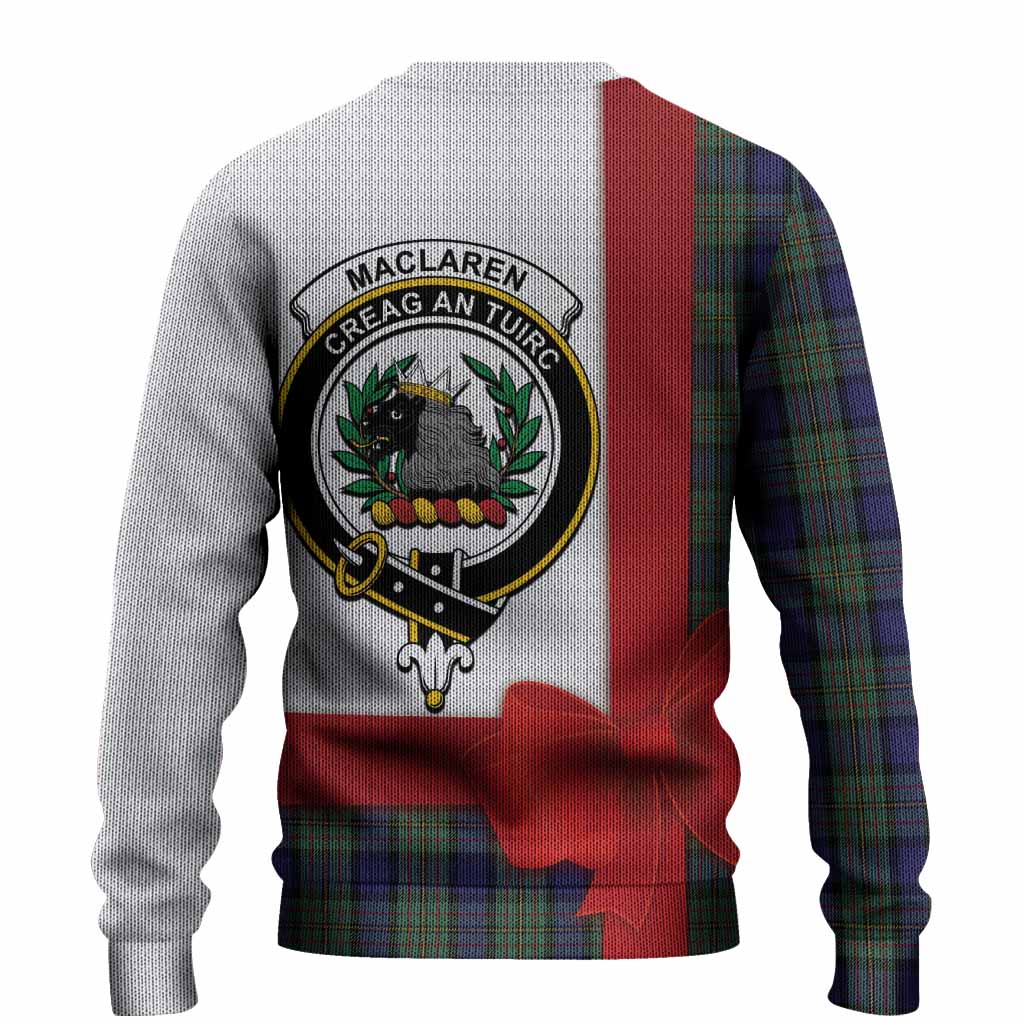 MacLaren (McLaren) Tartan Crest Christmas Christmas Ugly Sweater Highland Cow Bagpipes Coquette Bow Style