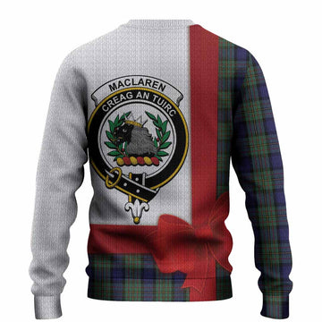 MacLaren (McLaren) Tartan Crest Christmas Christmas Ugly Sweater Highland Cow Bagpipes Coquette Bow Style