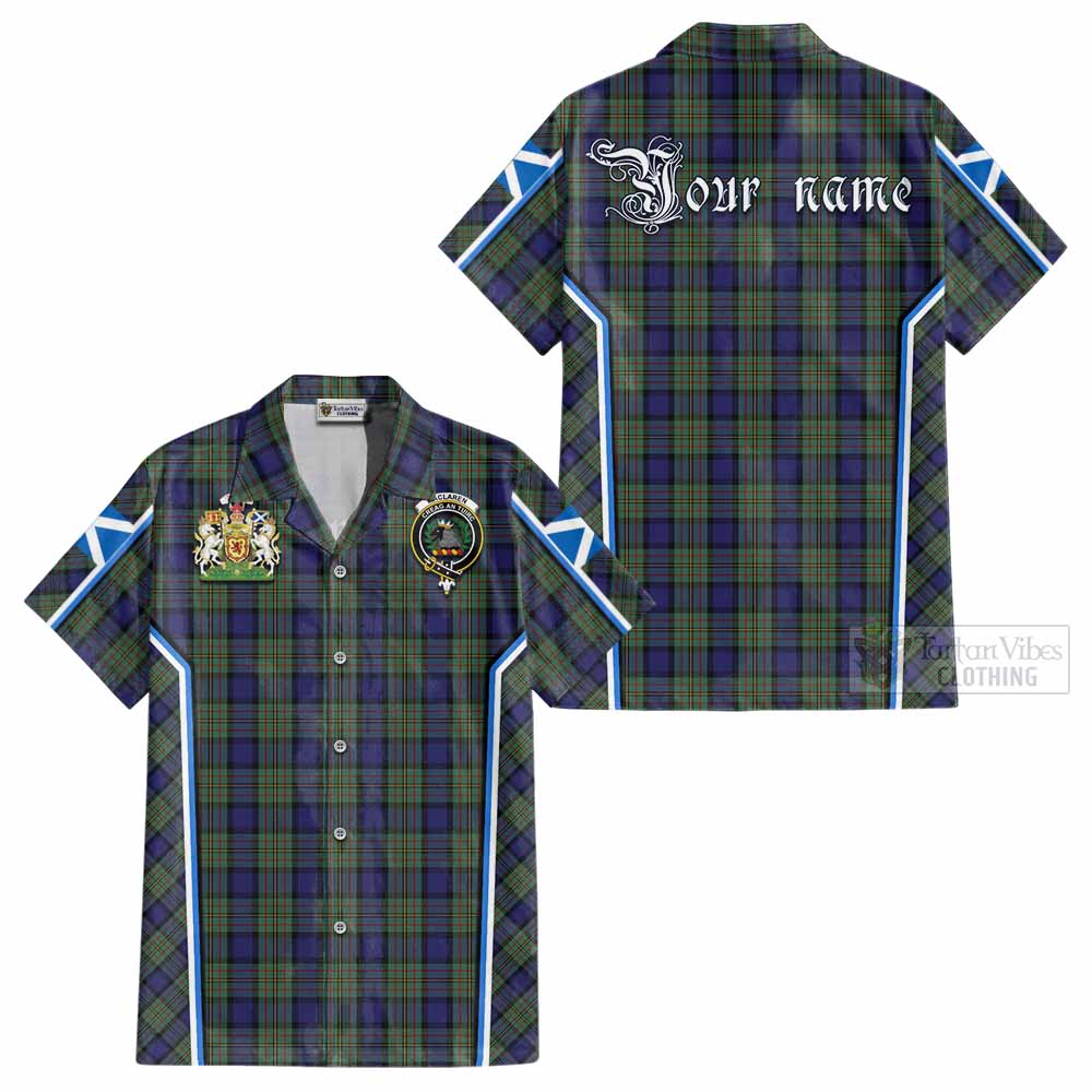 MacLaren (McLaren) Tartan Crest Cotton Hawaiian Shirt Scotland Coat of Arm Flag Style - Tartan Vibes Clothing