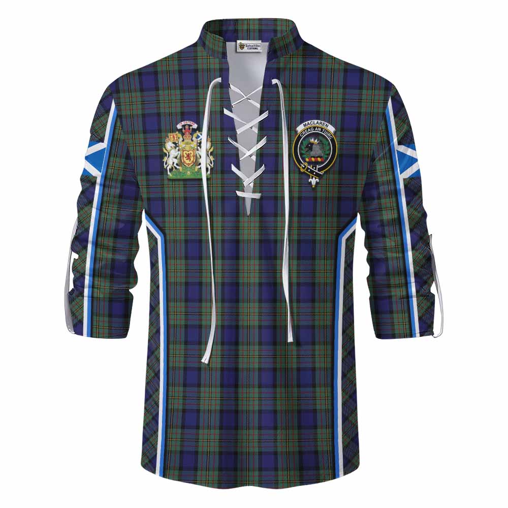 MacLaren (McLaren) Tartan Crest Ghillie Kilt Shirt Scotland Coat of Arm Flag Style - Tartan Vibes Clothing