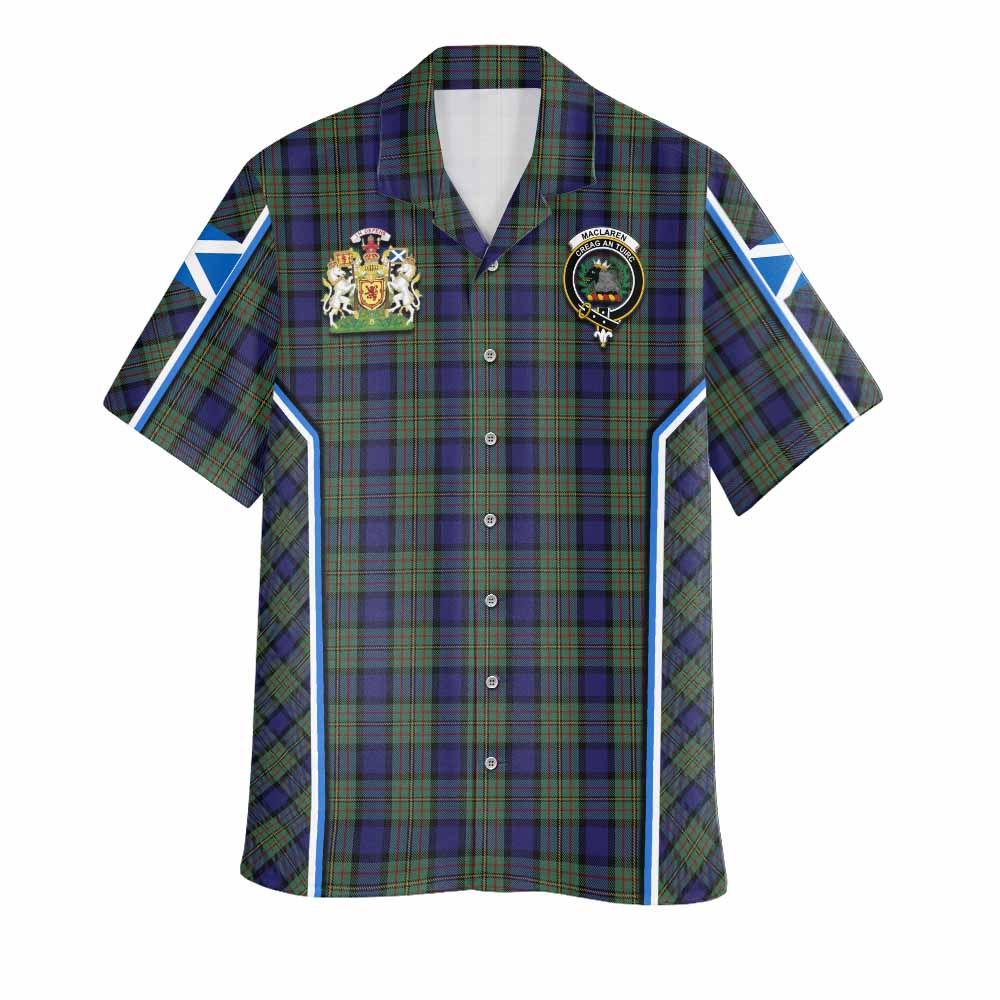 MacLaren (McLaren) Tartan Crest Hawaiian Shirt Scotland Coat of Arm Flag Style - Tartan Vibes Clothing