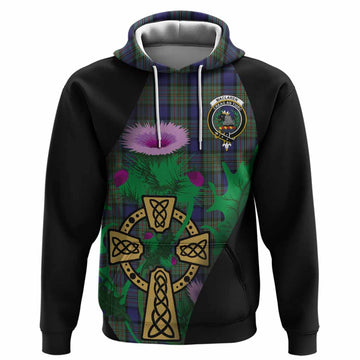MacLaren (McLaren) Tartan Crest Hoodie Celtic Cross Thistle Flowers