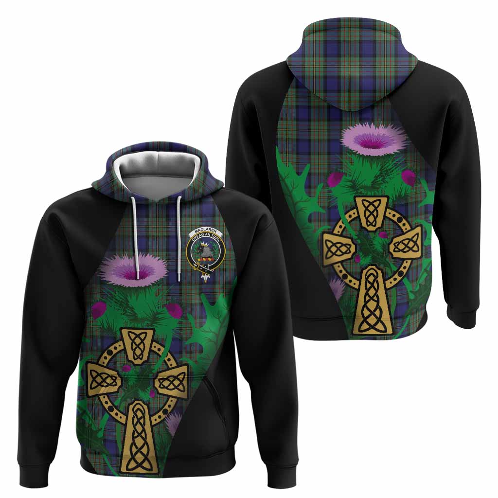 MacLaren (McLaren) Tartan Crest Hoodie Celtic Cross Thistle Flowers