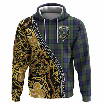 MacLaren (McLaren) Tartan Crest Hoodie Celtic Knot and Triple Trickle Spiral Symbols