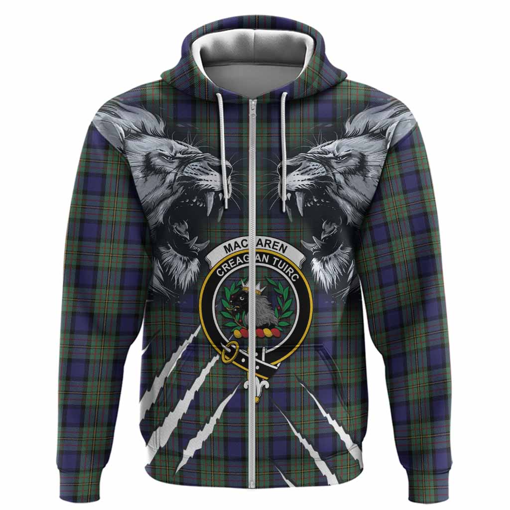 MacLaren (McLaren) Tartan Crest Hoodie Ferocious Lion Style