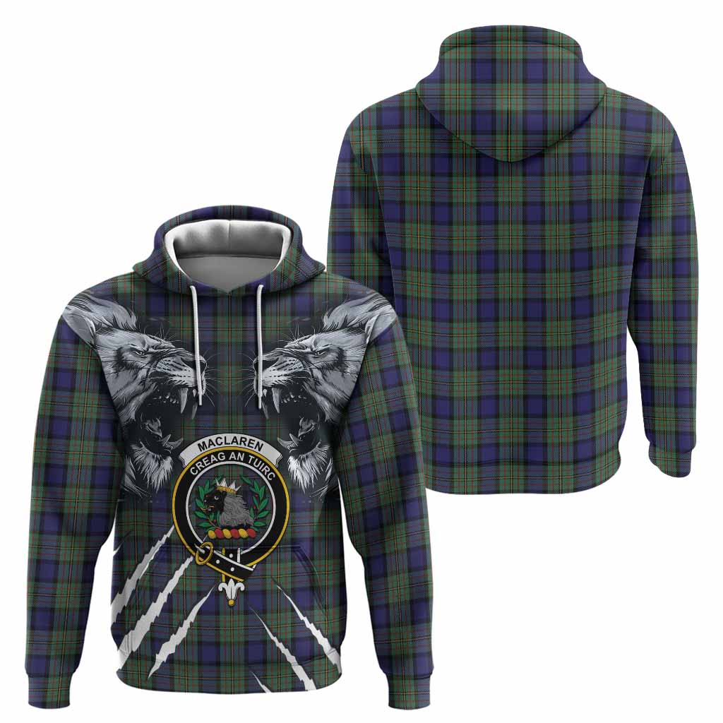 MacLaren (McLaren) Tartan Crest Hoodie Ferocious Lion Style