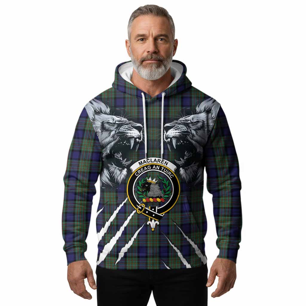 MacLaren (McLaren) Tartan Crest Hoodie Ferocious Lion Style