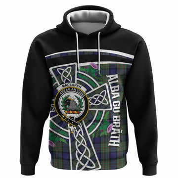 MacLaren (McLaren) Tartan Crest Hoodie Scottish Thistle Celtic Cross Alba Gu Brath