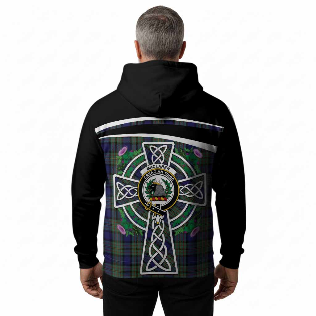 MacLaren (McLaren) Tartan Crest Hoodie Scottish Thistle Celtic Cross Alba Gu Brath