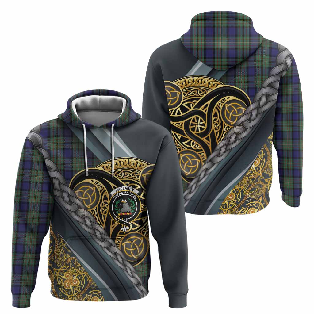 MacLaren (McLaren) Tartan Crest Hoodie Scottish Triskele Celtic