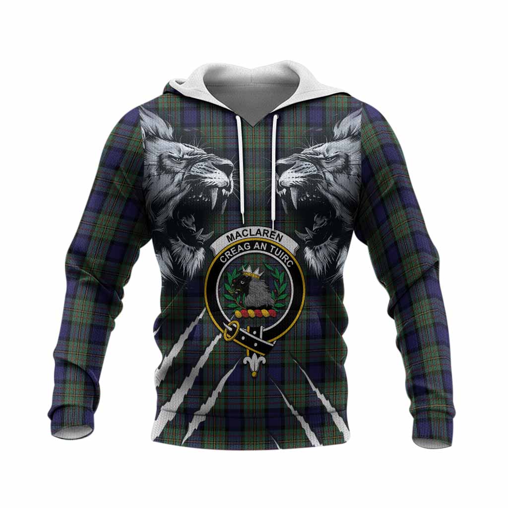 MacLaren (McLaren) Tartan Crest Knitted Hoodie Ferocious Lion Style