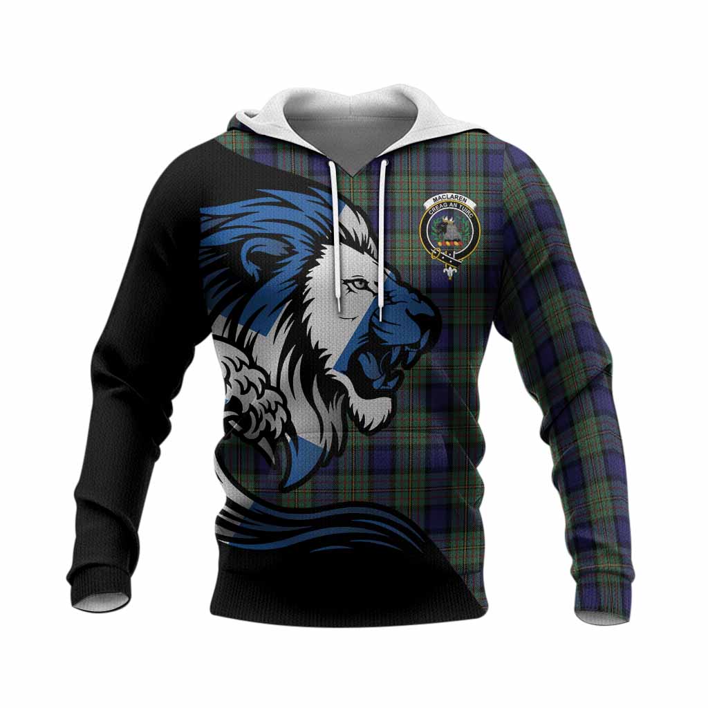 MacLaren (McLaren) Tartan Crest Knitted Hoodie Scottish Golden Lions Wave Flow