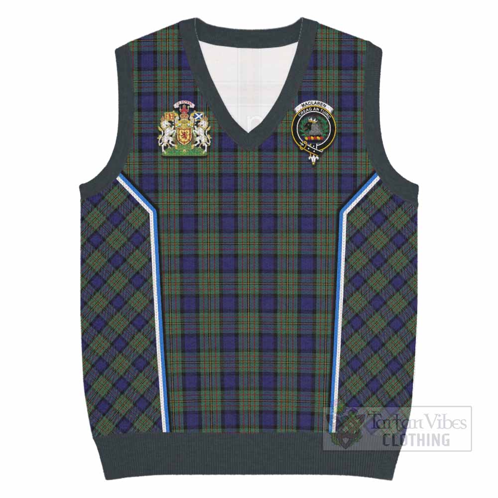 MacLaren (McLaren) Tartan Crest Knitted V-Neck Vest Scotland Coat of Arm Flag Style - Tartan Vibes Clothing