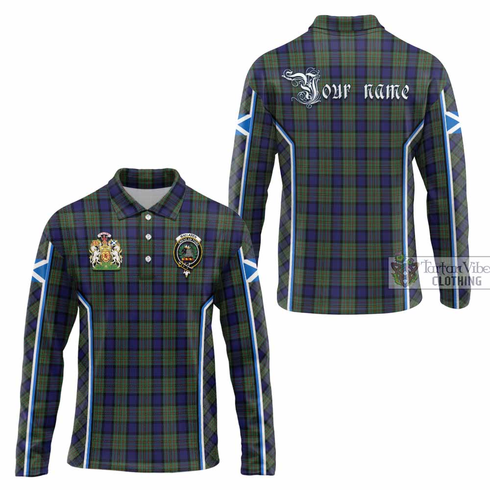 MacLaren (McLaren) Tartan Crest Long Sleeve Polo Shirt Scotland Coat of Arm Flag Style - Tartan Vibes Clothing