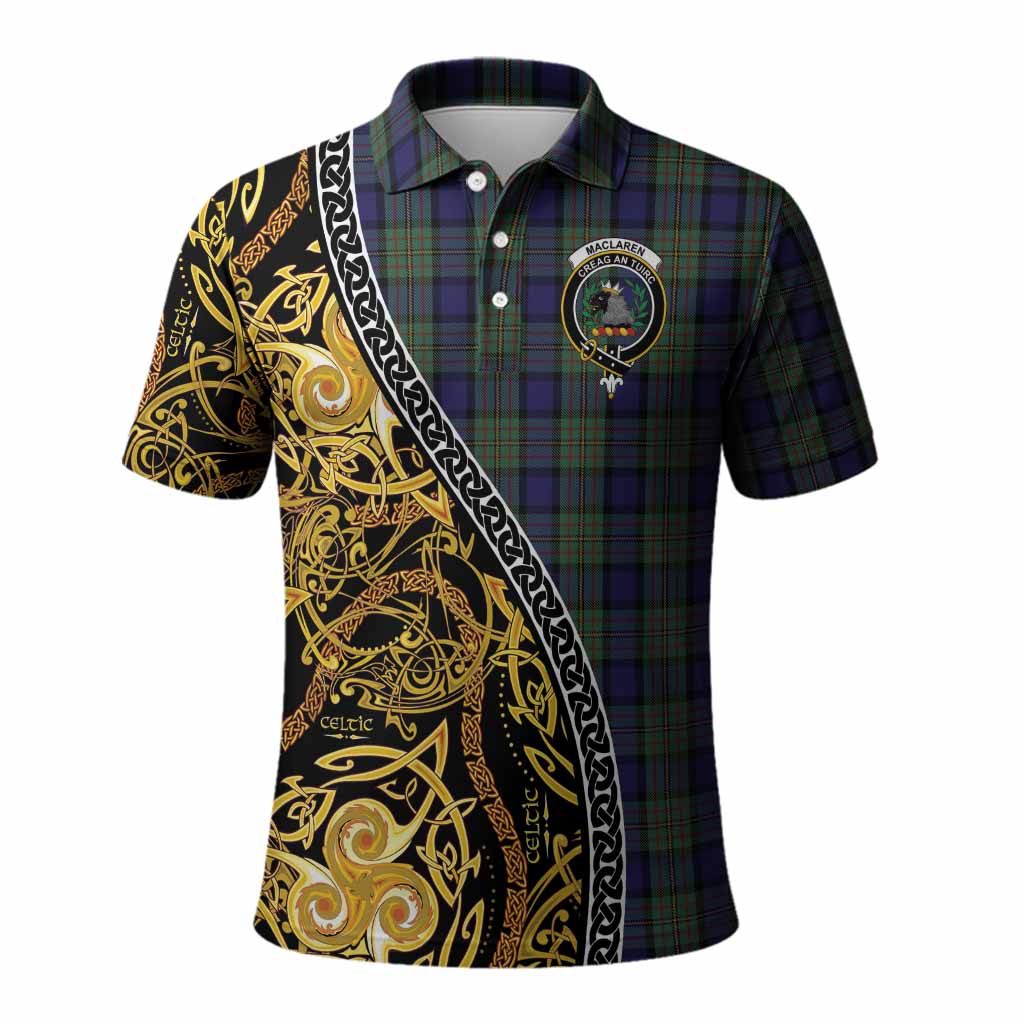 MacLaren (McLaren) Tartan Crest Polo Shirt Celtic Knot and Triple Trickle Spiral Symbols