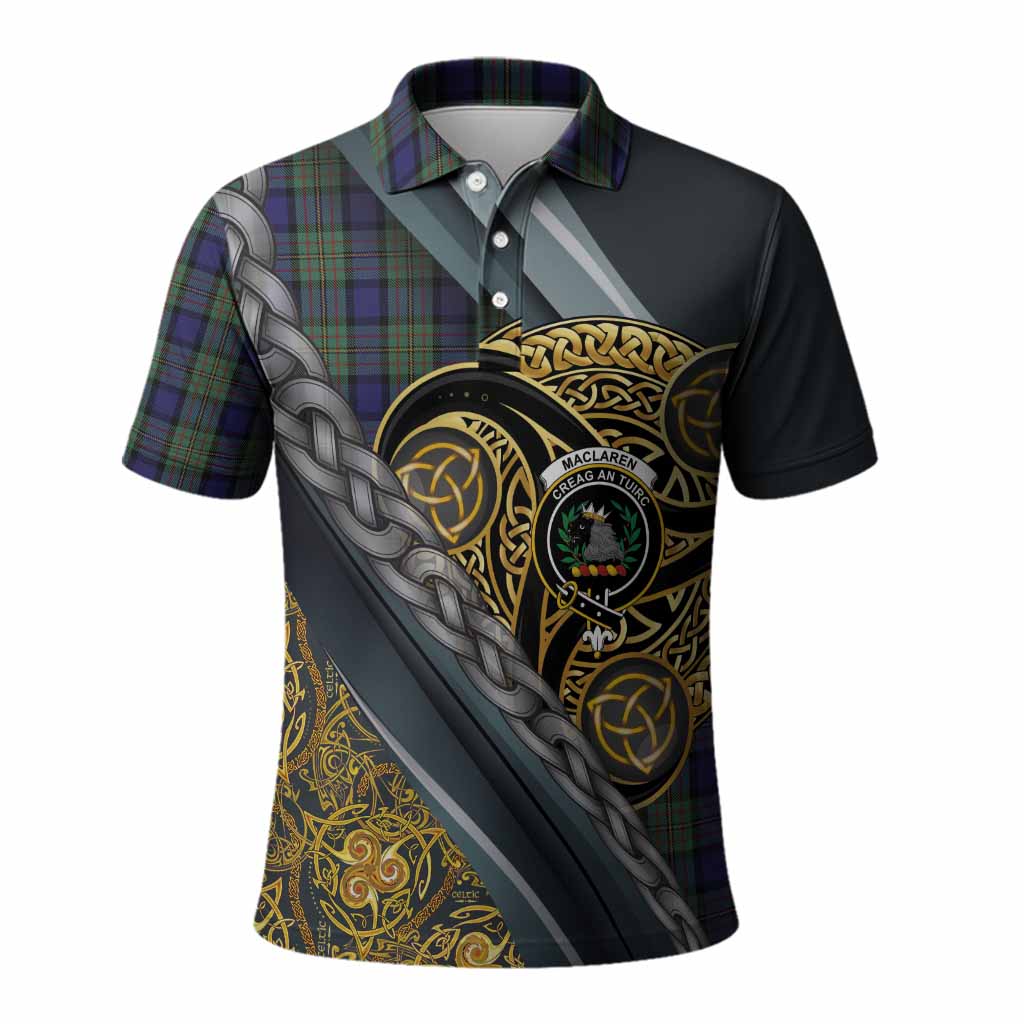 MacLaren (McLaren) Tartan Crest Polo Shirt Scottish Triskele Celtic
