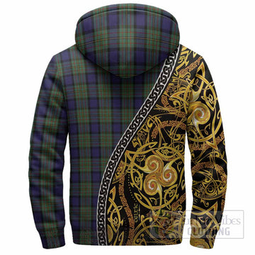 MacLaren (McLaren) Tartan Crest Sherpa Hoodie Celtic Knot and Triple Trickle Spiral Symbols