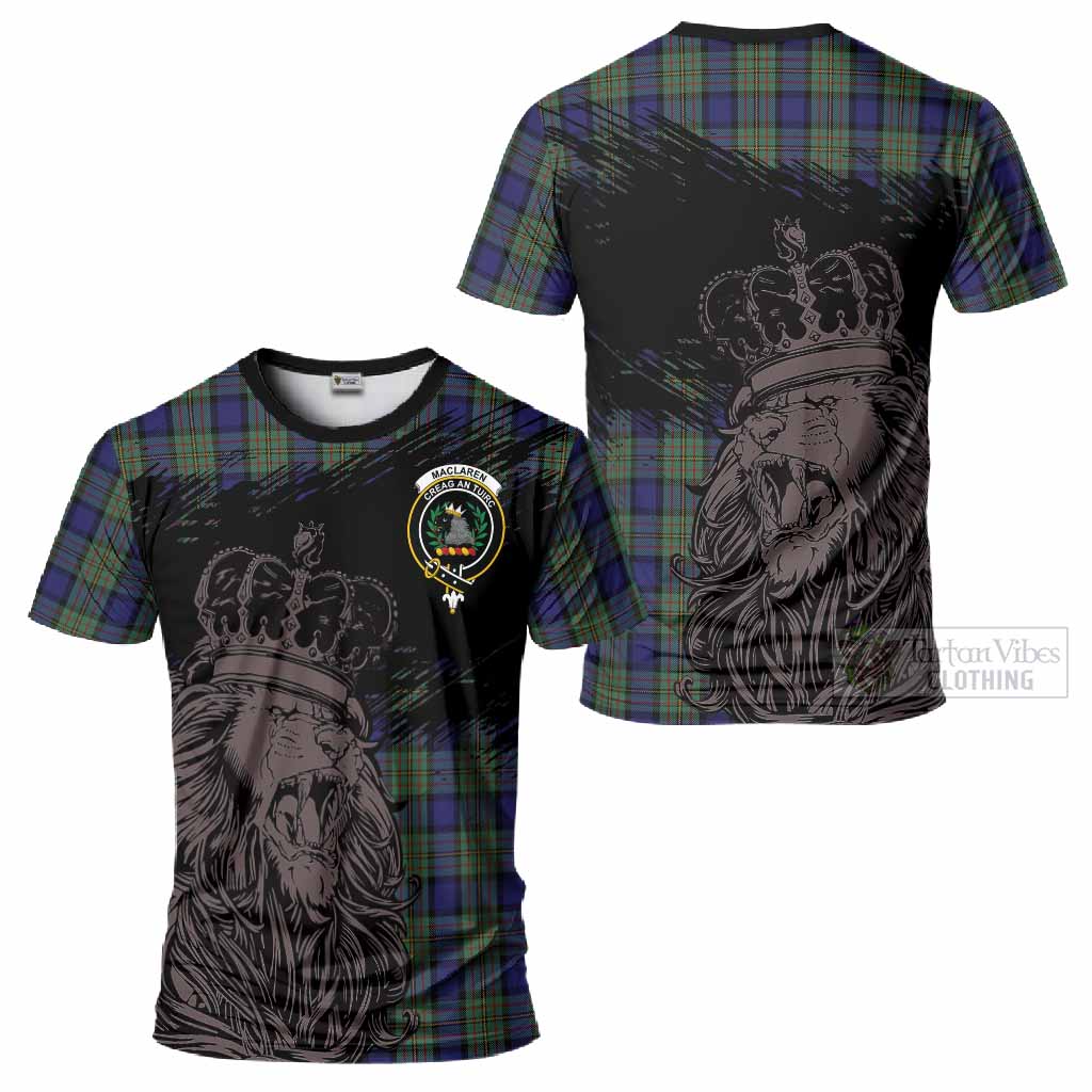 MacLaren (McLaren) Tartan Crest T-Shirt Crowned Lion Heritage Style