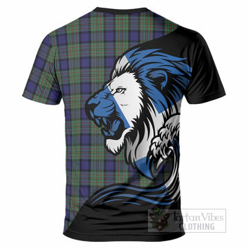 MacLaren (McLaren) Tartan Crest T-Shirt Scottish Golden Lions Wave Flow
