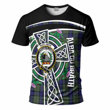 MacLaren (McLaren) Tartan Crest T-Shirt Scottish Thistle Celtic Cross Alba Gu Brath