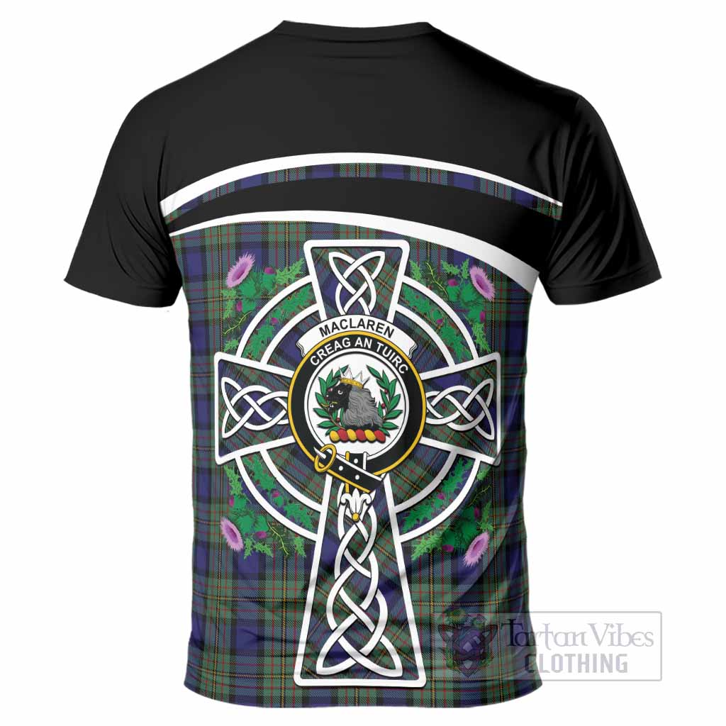 MacLaren (McLaren) Tartan Crest T-Shirt Scottish Thistle Celtic Cross Alba Gu Brath