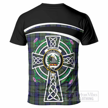 MacLaren (McLaren) Tartan Crest T-Shirt Scottish Thistle Celtic Cross Alba Gu Brath