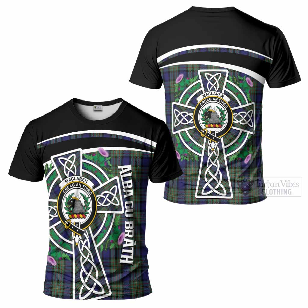 MacLaren (McLaren) Tartan Crest T-Shirt Scottish Thistle Celtic Cross Alba Gu Brath