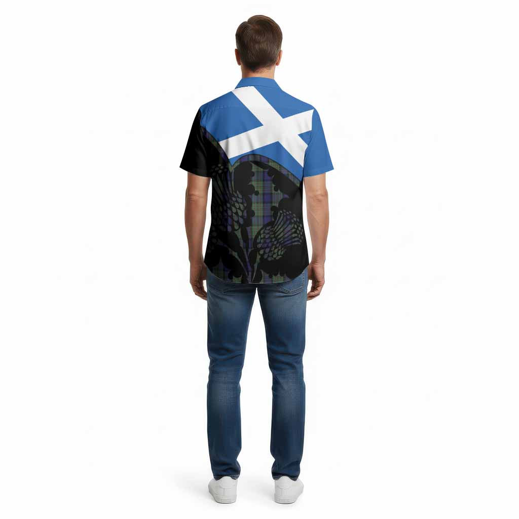 MacLaren (McLaren) Tartan Family Crest Cotton Hawaiian Shirt Scotland Thistle Floral Flag Style