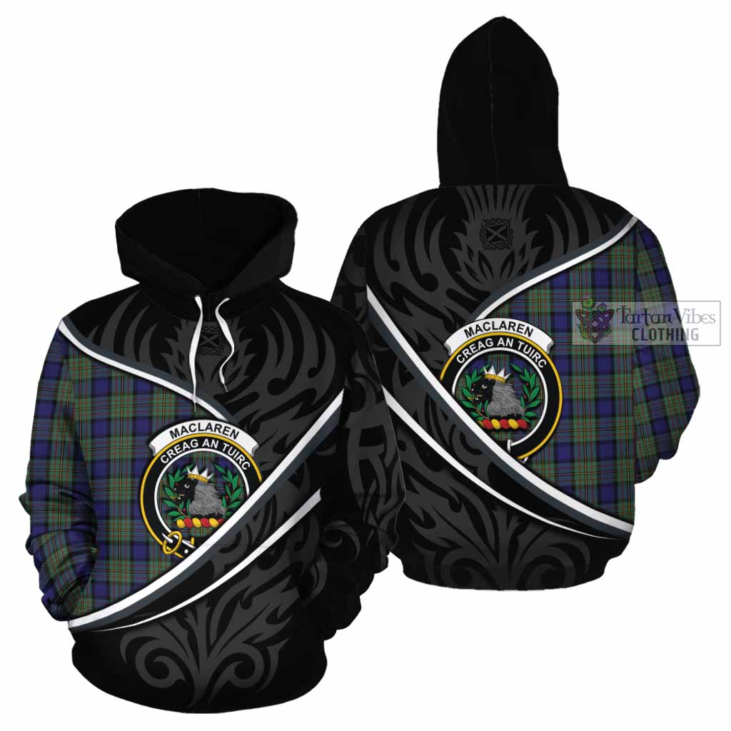 MacLaren (McLaren) Tartan Family Crest Cotton Hoodie Celtic Scottish Thistle Floral - Tartan Vibes Clothing