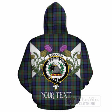 MacLaren (McLaren) Tartan Family Crest Cotton Hoodie Scottish Burns Night Thistle Floral
