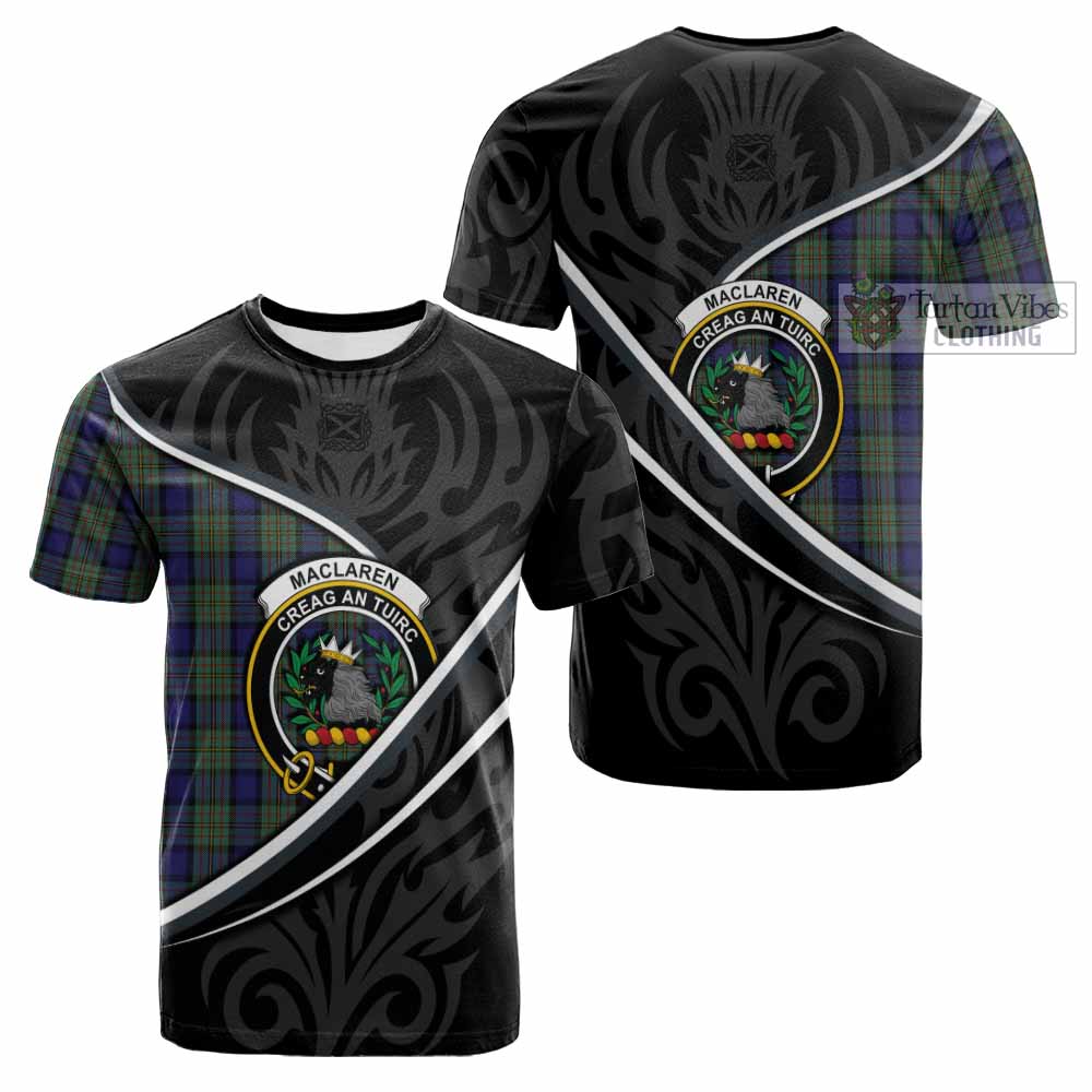 MacLaren (McLaren) Tartan Family Crest Cotton T-shirt Celtic Scottish Thistle Floral - Tartan Vibes Clothing