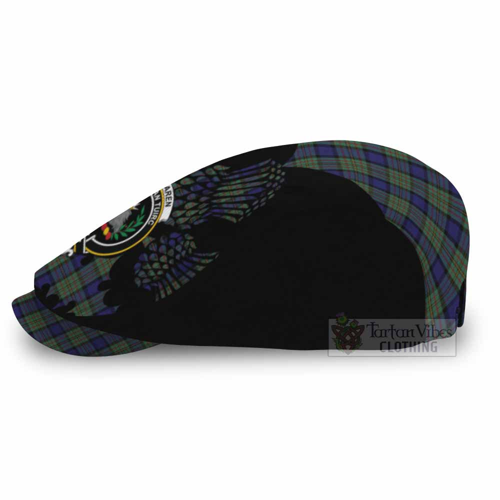 MacLaren (McLaren) Tartan Family Crest Flat Cap, Jeff Cap Scotland Thistle Floral