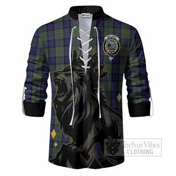 MacLaren (McLaren) Tartan Family Crest Ghillie Shirt Crowned Lion Roaring