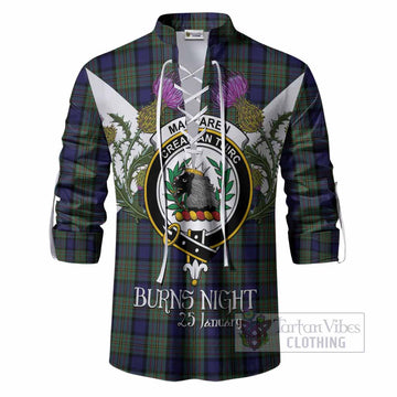 MacLaren (McLaren) Tartan Family Crest Ghillie Shirt Scottish Burns Night Thistle Floral