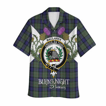MacLaren (McLaren) Tartan Family Crest Hawaiian Shirt Scottish Burns Night Thistle Floral