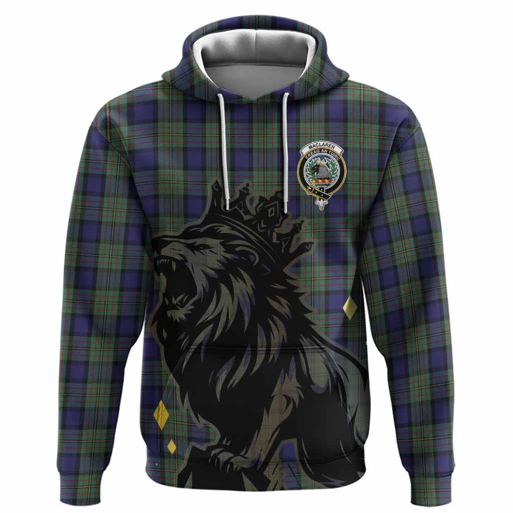 MacLaren (McLaren) Tartan Family Crest Hoodie Crowned Lion Roaring