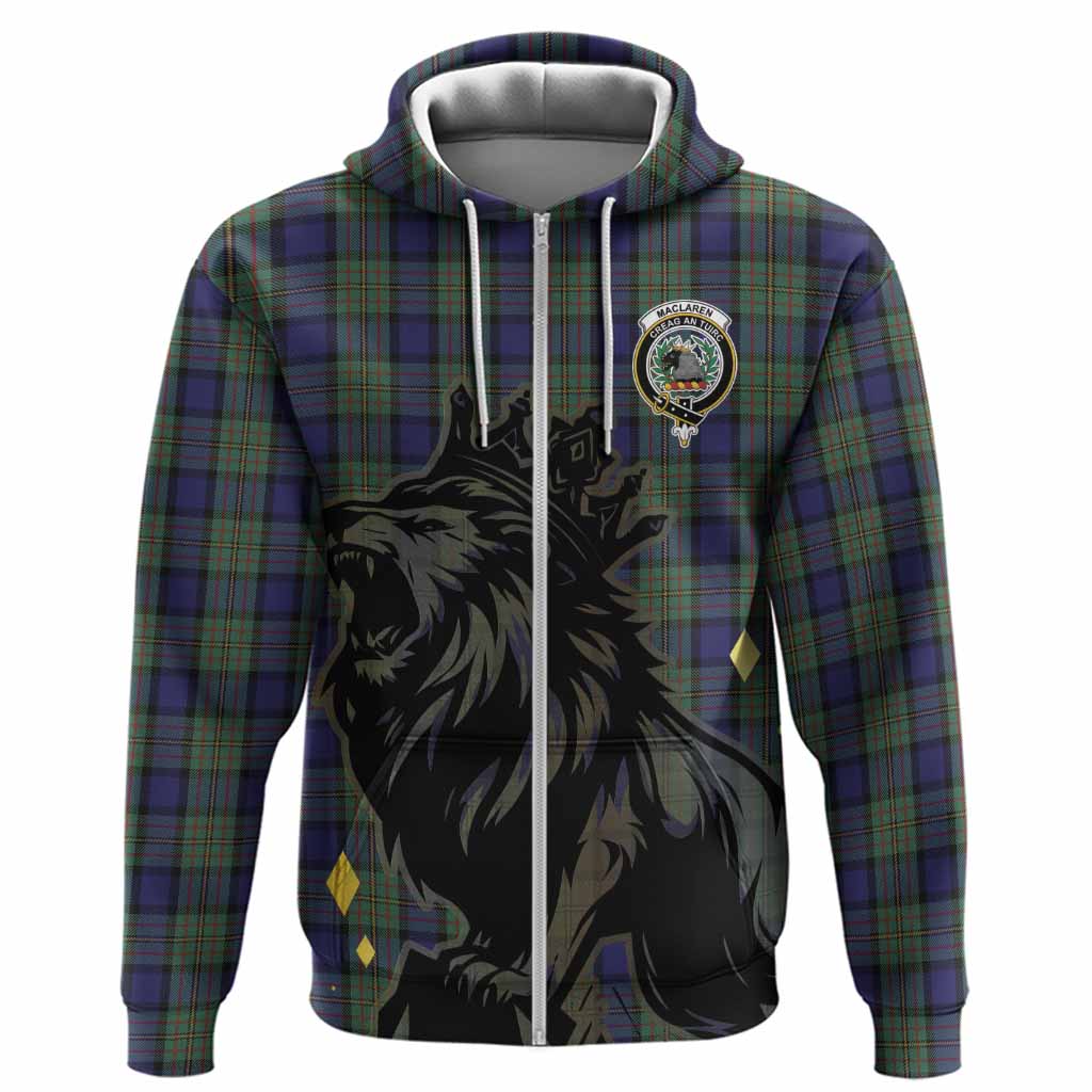 MacLaren (McLaren) Tartan Family Crest Hoodie Crowned Lion Roaring