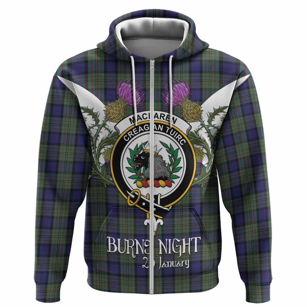 MacLaren (McLaren) Tartan Family Crest Hoodie Scottish Burns Night Thistle Floral