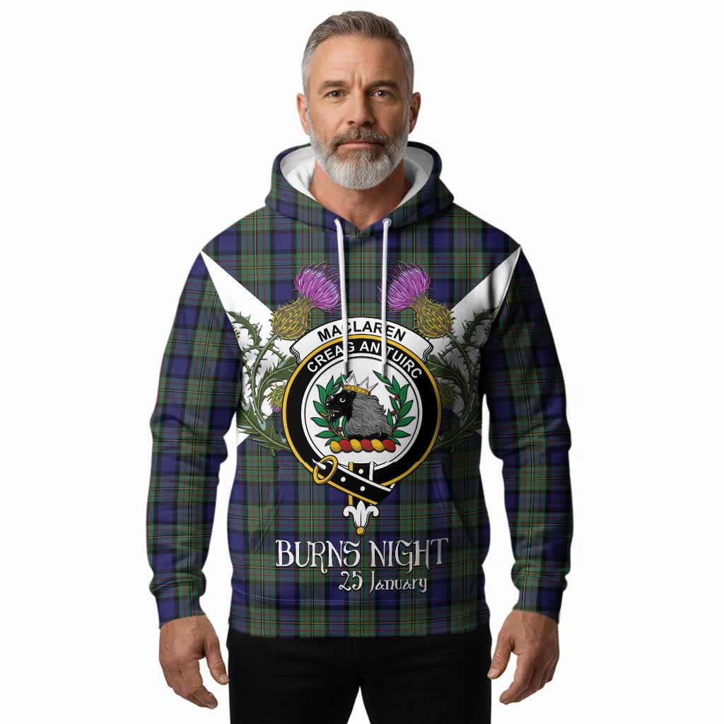 MacLaren (McLaren) Tartan Family Crest Hoodie Scottish Burns Night Thistle Floral