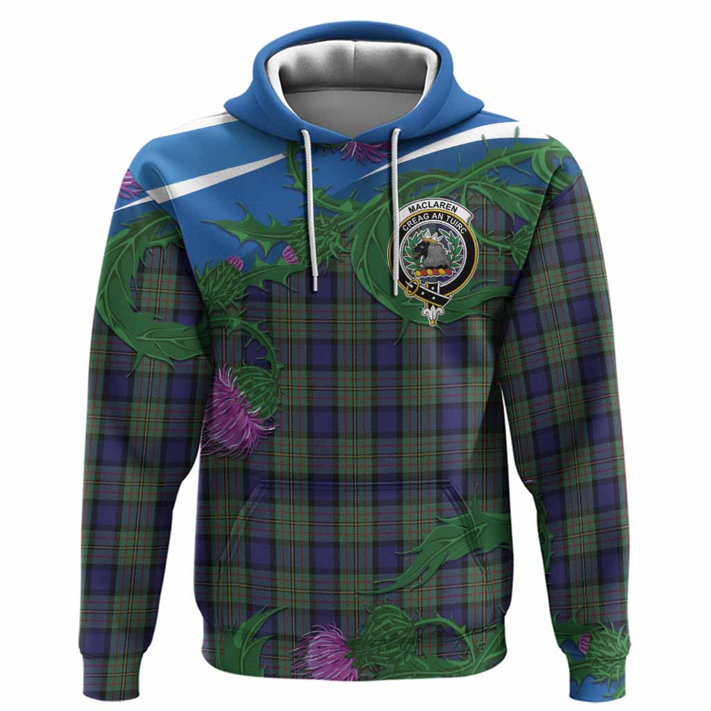 MacLaren (McLaren) Tartan Family Crest Hoodie Thistle in Minimalism