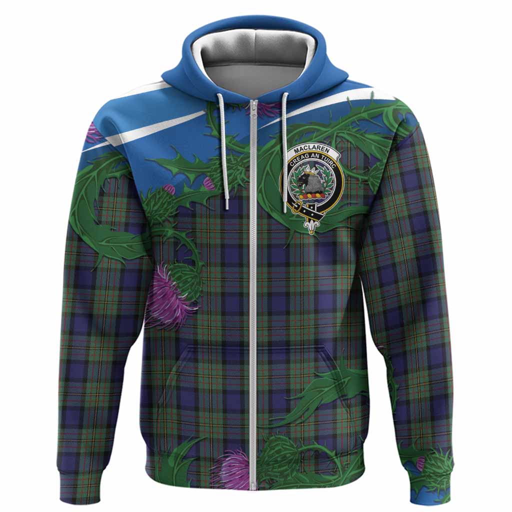 MacLaren (McLaren) Tartan Family Crest Hoodie Thistle in Minimalism