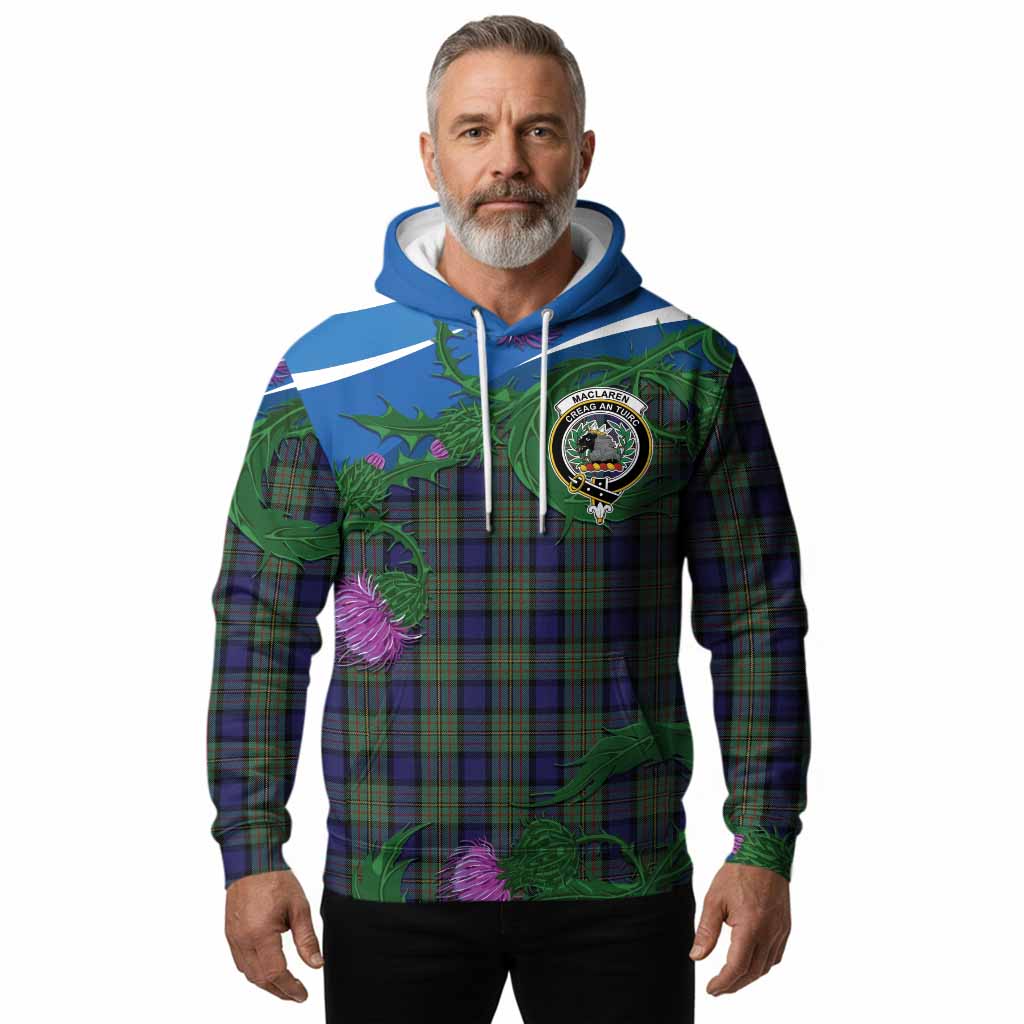 MacLaren (McLaren) Tartan Family Crest Hoodie Thistle in Minimalism