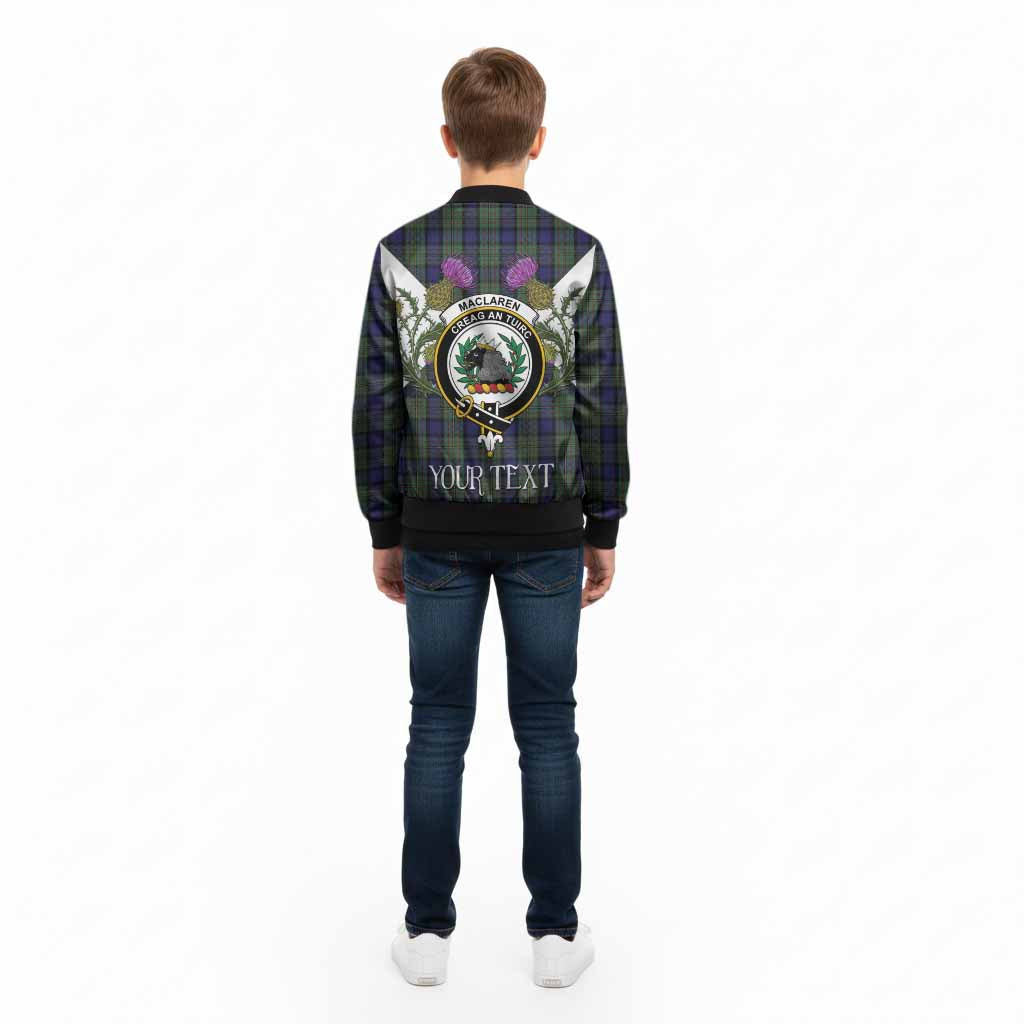 MacLaren (McLaren) Tartan Family Crest Kid Bomber Jacket Scottish Burns Night Thistle Floral