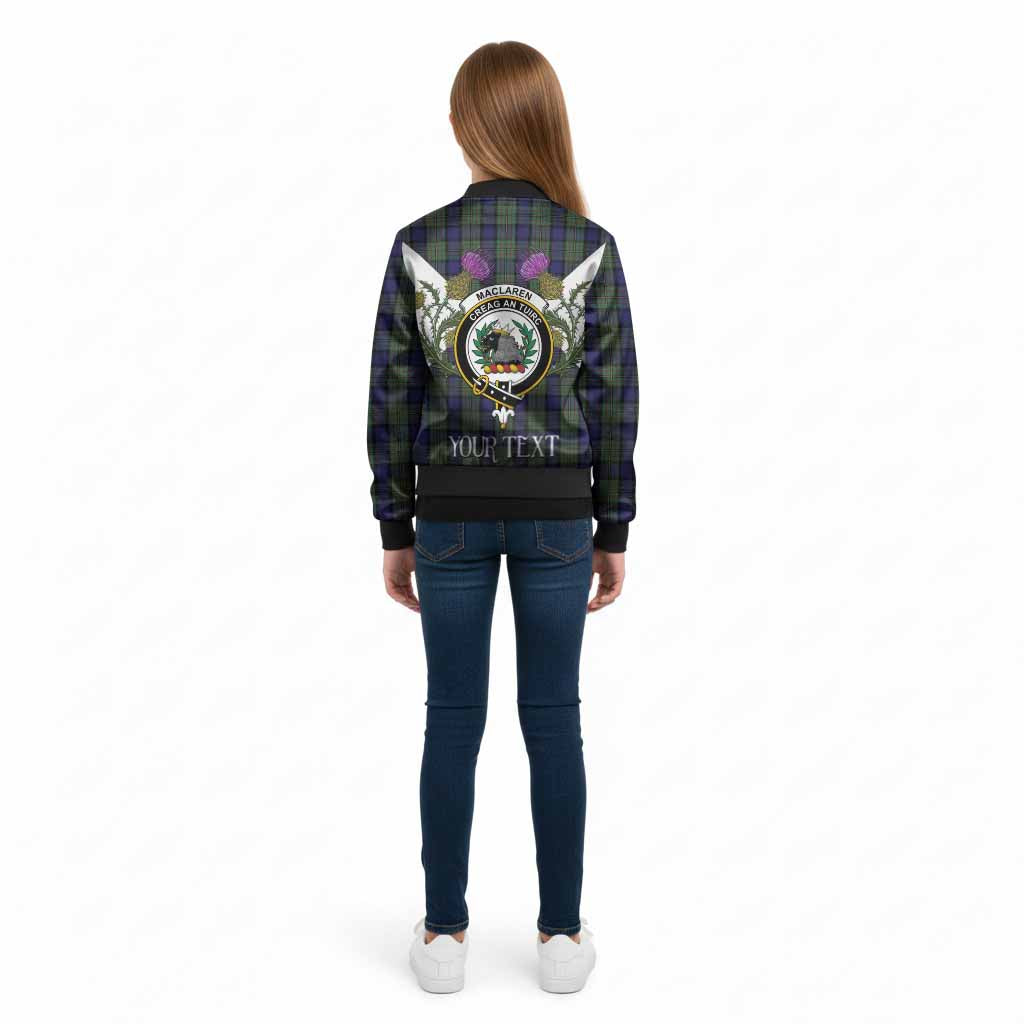 MacLaren (McLaren) Tartan Family Crest Kid Bomber Jacket Scottish Burns Night Thistle Floral