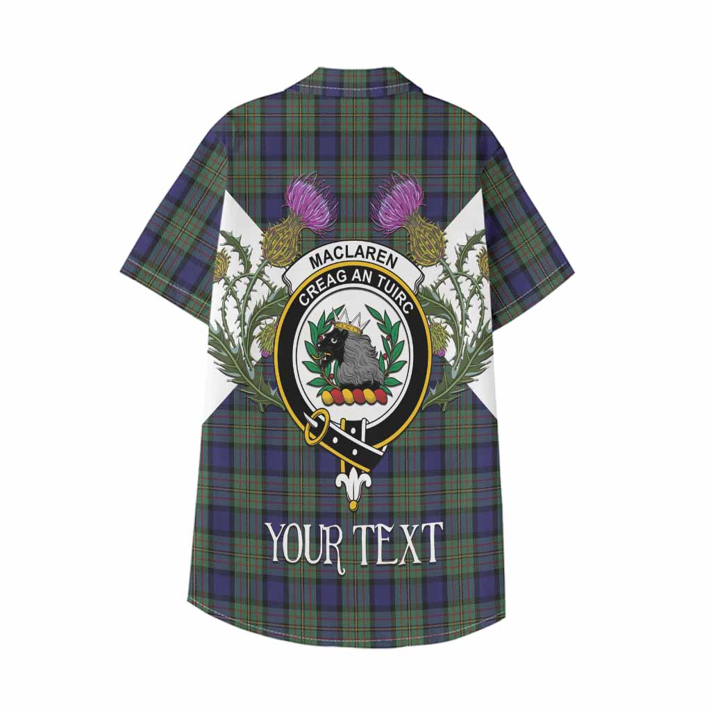 MacLaren (McLaren) Tartan Family Crest Kid Hawaiian Shirt Scottish Burns Night Thistle Floral