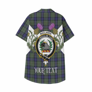 MacLaren (McLaren) Tartan Family Crest Kid Hawaiian Shirt Scottish Burns Night Thistle Floral