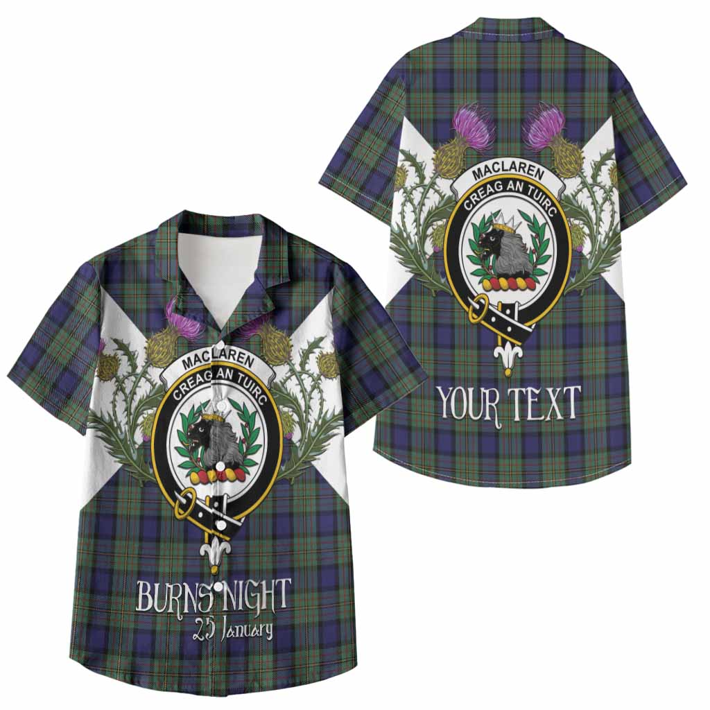 MacLaren (McLaren) Tartan Family Crest Kid Hawaiian Shirt Scottish Burns Night Thistle Floral