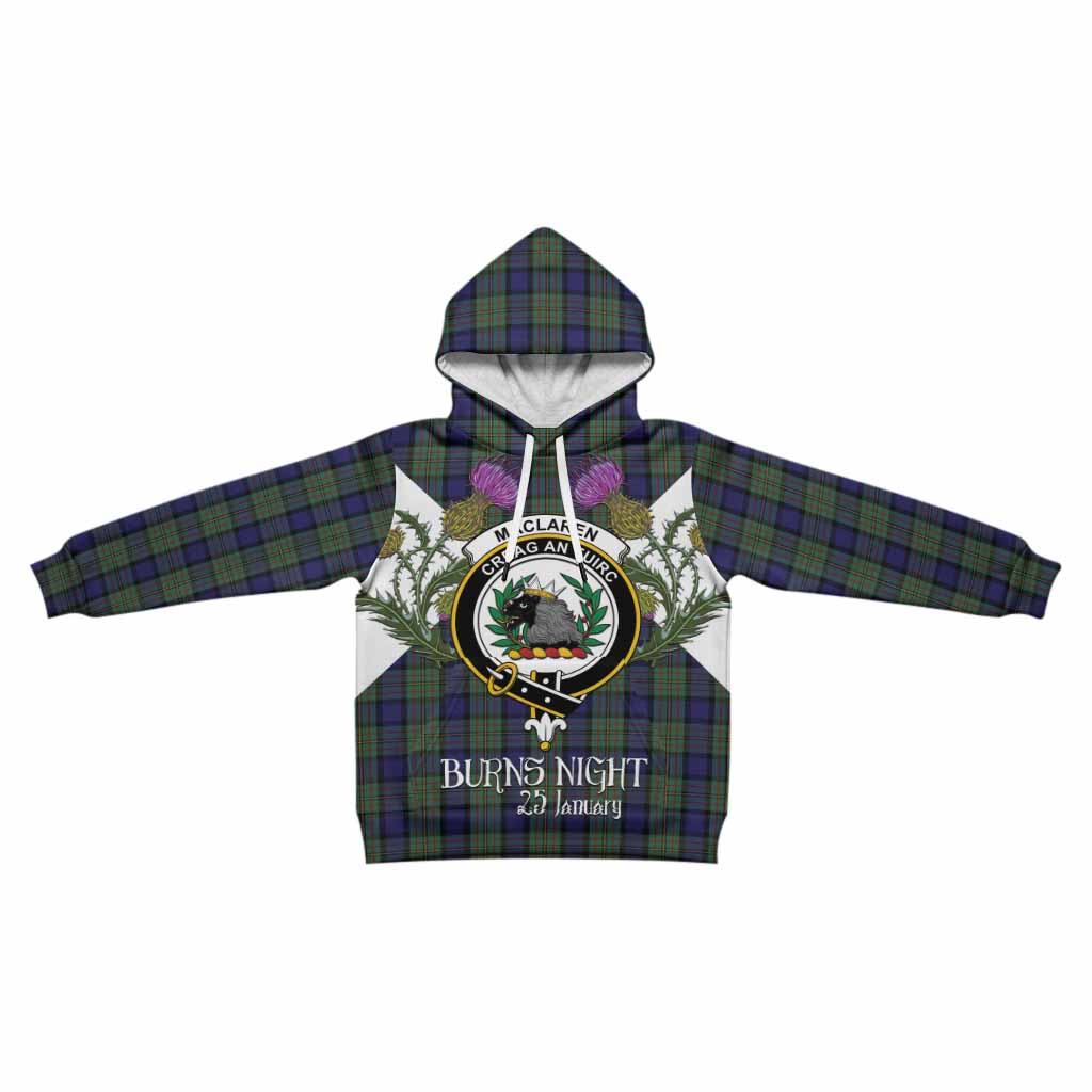 MacLaren (McLaren) Tartan Family Crest Kid Hoodie Scottish Burns Night Thistle Floral