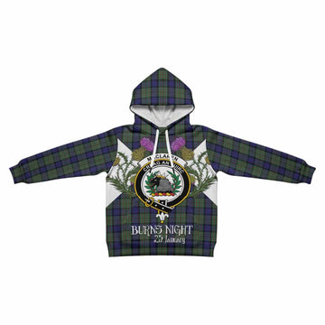 MacLaren (McLaren) Tartan Family Crest Kid Hoodie Scottish Burns Night Thistle Floral